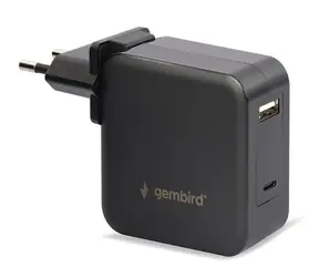 Gembird NPA-PD60-01 černá / univerzální adaptér do sítě / 60W / USB-C / USB-A
