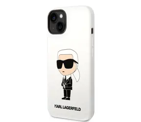 Karl Lagerfeld Liquid Silicone Ikonik NFT Zadní Kryt pro Apple iPhone 14 Plus bílá