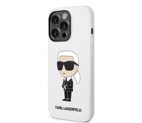 Karl Lagerfeld Liquid Silicone Ikonik NFT Zadní Kryt pro Apple iPhone 14 Pro bílá