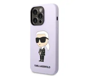 Karl Lagerfeld Liquid Silicone Ikonik NFT Zadní Kryt pro Apple iPhone 14 Pro fialová