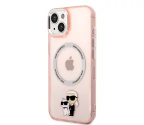 Karl Lagerfeld MagSafe Kompatibilní Kryt IML Karl and Choupette NFT pro Apple iPhone 14 růžová
