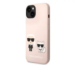 Karl Lagerfeld MagSafe Kompatibilní Kryt Liquid Silicone Karl and Choupette pro Apple iPhone 14 růžová