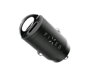 FIXED Set autonabíječky s 2xUSB-C výstupem a USB-C/Lightning kabelu černá / podpora PD / 1.2 metr / MFI / 30W 