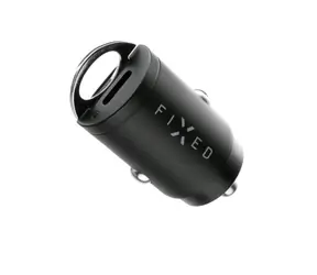 FIXED Set autonabíječky s 2xUSB-C výstupem a USB-C/USB-C kabelu černá / podpora PD / 1.2 metr / 30W 