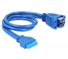 Delock Cable USB 3.0 pin header (F) - 2 x USB 3.0-A (F) stacked 45 cm modrá