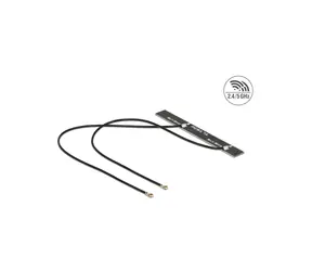 Delock Dvoupásmová WLAN WiFi 6 Twin Anténa 2 x MHF 4L (M) 5 dBi 2 x 15 cm / PCB interní samolepicí