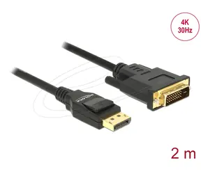 Delock Kabel DisplayPort 1.2 (M) - DVI 24+1 (M) 2m černá / pasivní / 4K / 30 Hz