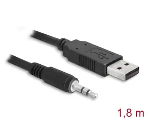 Delock Konvertor USB 2.0 Typ-A (M) - 3-kolíkový sériový TTL stereo konektor 3.5 mm délka 1.8m černá / 5 V