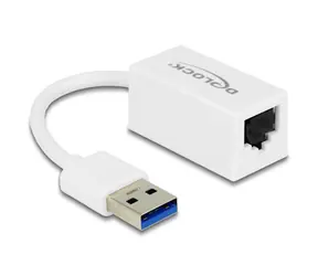 Delock Adaptér Super Speed USB Typ-A (M) - Gigabit LAN 10/100/1000 Mbps bílá / USB 3.2 Gen 1 / kompaktní 