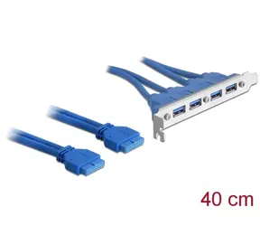 Delock Slot bracket USB 3.0 pin header 19 pin 2 x interní - 4 x USB 3.0-A (F) 40cm modrá / externí