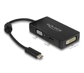 Delock Adapter USB Type-C - VGA + HDMI + DVI 0.13m černá