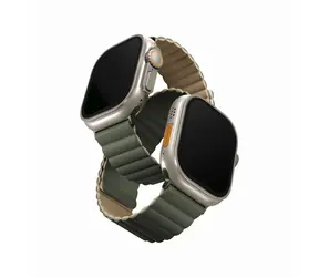 Uniq Revix Reversible Magnetic oboustraný magnetický pásek pro Apple Watch 49/45/44/42MM zeleno-hnědá