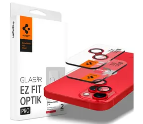 Spigen Glass EZ Fit Optik Pro ochranné sklo na fotoaparát pro Apple iPhone 14/iPhone 14 Plus 2ks červená