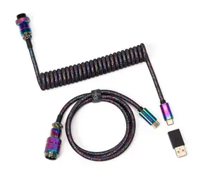 Keychron Premium Coiled Aviator Cable černá / Kabel pro Custom klávesnice / 1.08m / USB-C / rovný konektor