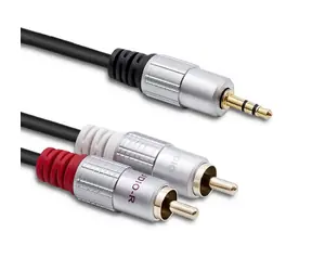 Qoltec 52340 Kabel 2xRCA Mini - Jack 3.5mm (M) 2m černá