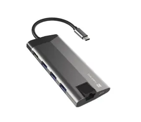 Natec Fowler Plus / Multiportový adaptér / 4K HDMI / 3 xUSB 3.0 / 1x USB-C / RJ-45 / čtečka karet 