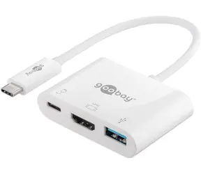 Goobay 62104 adaptér USB-C M na HDMI F & USB-A F & USB-C bílá / PD 60 W