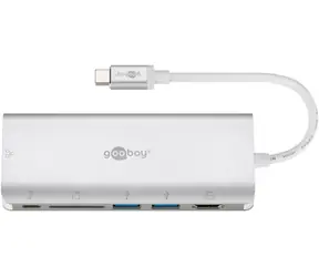 Goobay 76788 USB-C Premium Multiport-Dock stříbrná / USB-C / USB-A / RJ-45 / SD