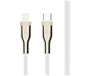 FIXED Dlouhý nabíjecí a datový opletený kabel s konektory USB-C/Lightning a podporou PD 2 m bílá / MFI
