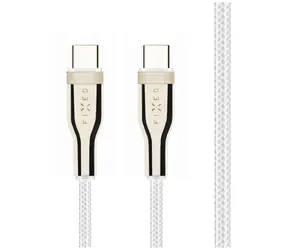FIXED Krátký nabíjecí a datový opletený kabel s konektory USB-C/USB-C a podporou PD 0.5 m bílý / USB 2.0 / 100W