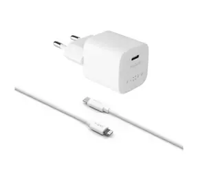 FIXED Mini Set Síťové nabíječky 30 W bílá / USB-C výstupem a USB-C - Lightning kabelu / podpora PD / 1.2 m / MFI / 30W
