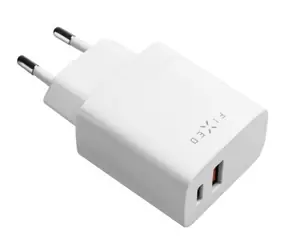 FIXED Síťová nabíječka 20W s USB-C & USB výstupem bílá / podpora PD a QC 3.0
