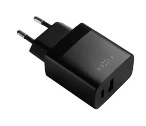 FIXED Síťová nabíječka 20W s USB-C & USB výstupem černá / podpora PD a QC 3.0