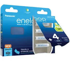 Panasonic Eneloop N Nabíjecí baterie AAA 800 mAh / Ni-MH / 4ks / blistr + pouzdro