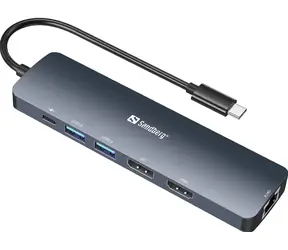Sandberg USB-C 8K Display Dock šedá / dokovací stanice / HDMI / DisplayPort / 2xUSB 3.0 / USB-C PD 100W / RJ45