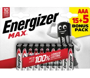 Energizer MAX AAA 15+5 zdarma 1.5V alkalické / 20ks / LR03