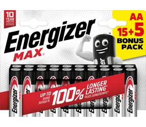 Energizer MAX AA 15+5 zdarma 1.5V alkalické / 20ks / LR6