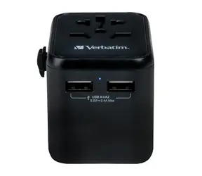 Verbatim 49543 Universální cestovní adaptér černá / CEE7 / 100-250 V / 2x USB-A