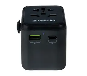 Verbatim 49544 Universální cestovní adaptér černá / CEE7 / 100-250 V / USB-A / USB-C