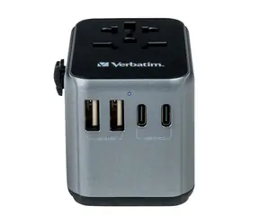 Verbatim 49545 Universální cestovní adaptér černá / CEE7 / 100-250 V / 2x USB-A / 3x USB-C