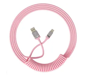 Akko Kroucený kabel USB-C (M) - USB-A (M)  růžová / až 135 cm