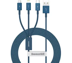 Baseus CAMLTYS-03 Kabel USB-A (M) - Micro USB (M) & Lightning (M) & USB-C (M) 1.5 m modrá