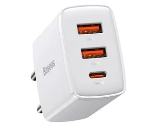 Baseus CCXJ-E02 Rychlonabijecí adaptér bílá /2x USB-A / 1x USB-C / 30W