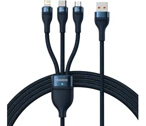 Baseus CASS030003 Kabel USB-A (M) - Micro USB (M) & Lightning (M) & USB-C (M) 1.2 m modrá / 100W