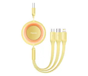 Baseus CAMJ010011 Kabel USB-A (M) - Micro USB (M) & Lightning (M) & USB-C (M) 1.1 m žlutá
