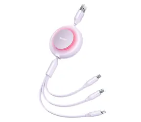 Baseus CAMJ010005 Kabel USB-A (M) - Micro USB (M) & Lightning (M) & USB-C (M) 1.1 m fialová