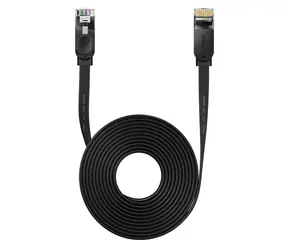 Baseus WKJS000201 Síťový kabel CAT6 10 m černá / Patch kabel / plochý / RJ45 - RJ45