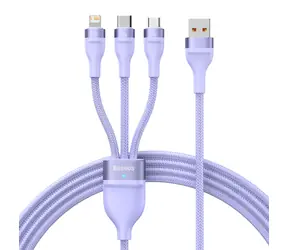 Baseus CASS040005 Kabel USB-A (M) - Micro USB 18W (M) & Lightning (M) & USB-C 66W (M) 1.2 m fialová