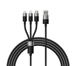 Baseus CAXS000001 Kabel USB-A (M) - Micro USB (M) & Lightning (M) & USB-C (M) 1.2 m černá