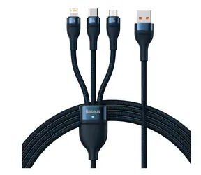 Baseus CASS040003 Kabel USB-A (M) - Micro USB 18W (M) & Lightning (M) & USB-C 66W (M) 1.2 m modrá