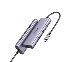 UGREEN CM490 Replikátor portů 9-in-1 USB-C / 2x USB-A 3.0 / USB-A 2.0 / 2x HDMI 4K/60Hz / SD/TF / RJ45
