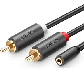 UGREEN AV102 Adaptér 2x RCA (Cinch - M) - 3.5 mm jack (F) 2 m černá