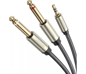 UGREEN AV126 Kabel TRS 3.5 mm - 2x TS 6.35 mm - 1m šedá