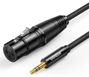 UGREEN AV182 Kabel XLR(F) - jack 3.5mm(M) 1m černá