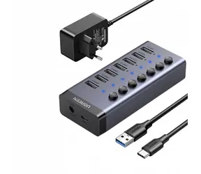 UGREEN USB Hub 7in1 USB-C černá / 7x USB-A / 3.0 12V / 2A
