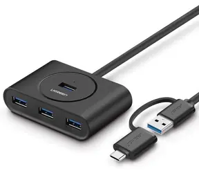UGREEN USB HUB USB 3.0 + USB-C černá / 3.1 4-ports OTG